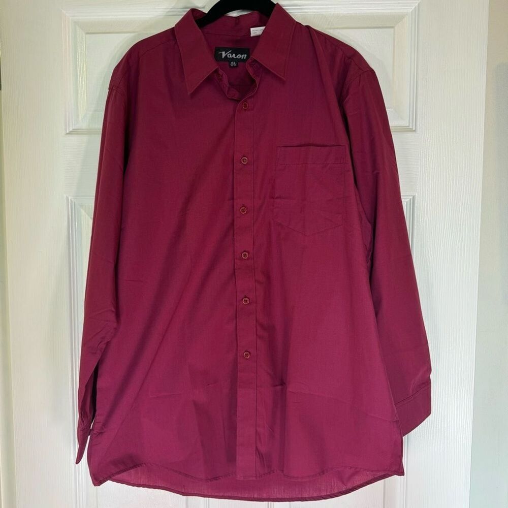 Varon Long Sleeve Button Down Dress Shirt Maroon Men’s Size 16.5 Neck
